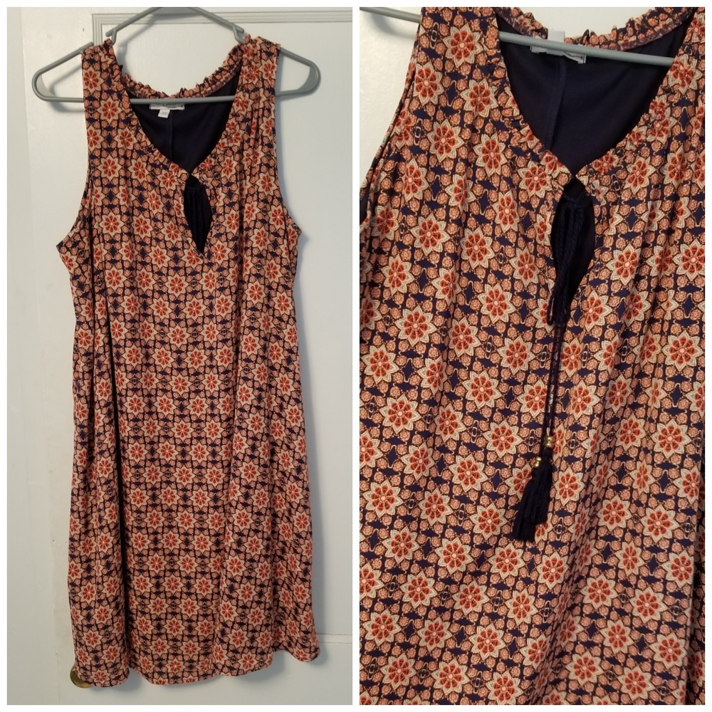 Adorable mod tank dress, Navy & Orange
